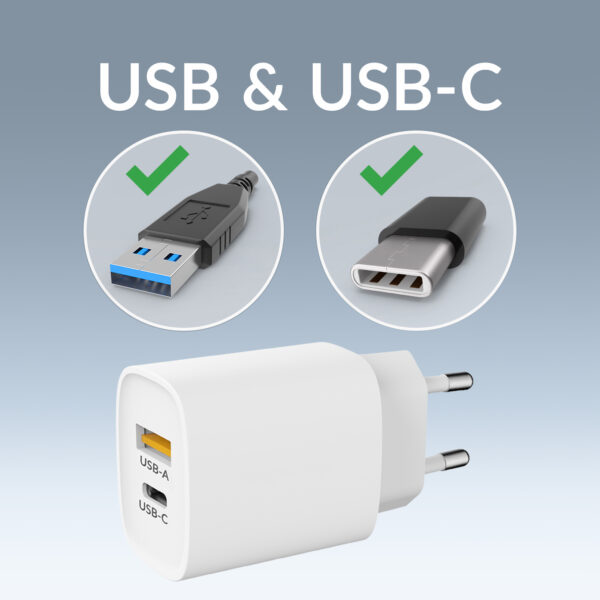 Mobilize Bulk Mobilize Wall Charger Usb-C + Usb 25W With Pd/Pps White (Bulk) - Afbeelding 4