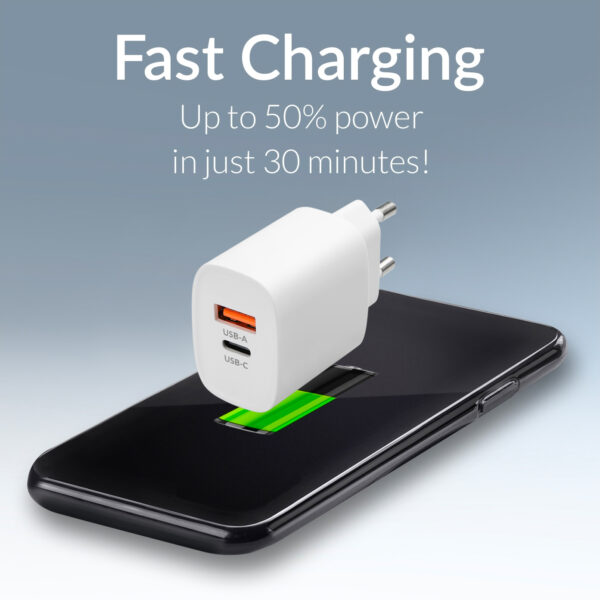 Mobilize Bulk Mobilize Wall Charger Usb-C + Usb 25W With Pd/Pps White (Bulk) - Afbeelding 6