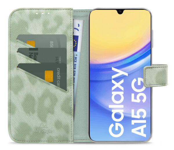 My Style Flex Wallet For Samsung Galaxy A15 4G/5G Green Leopard - Afbeelding 3