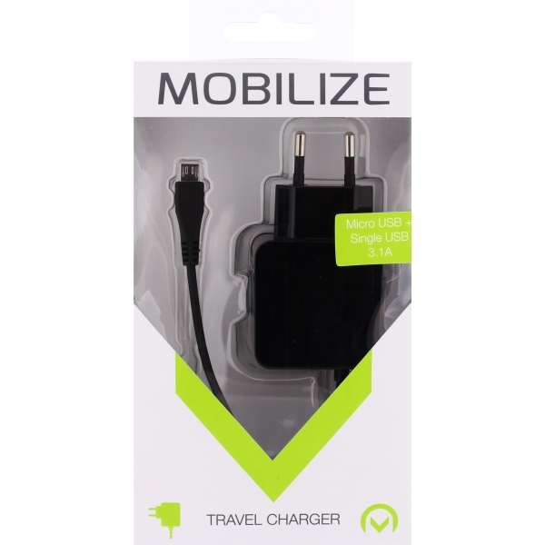 Mobilize Wall Charger Usb + Micro Usb 15W 1M. Black - Afbeelding 5
