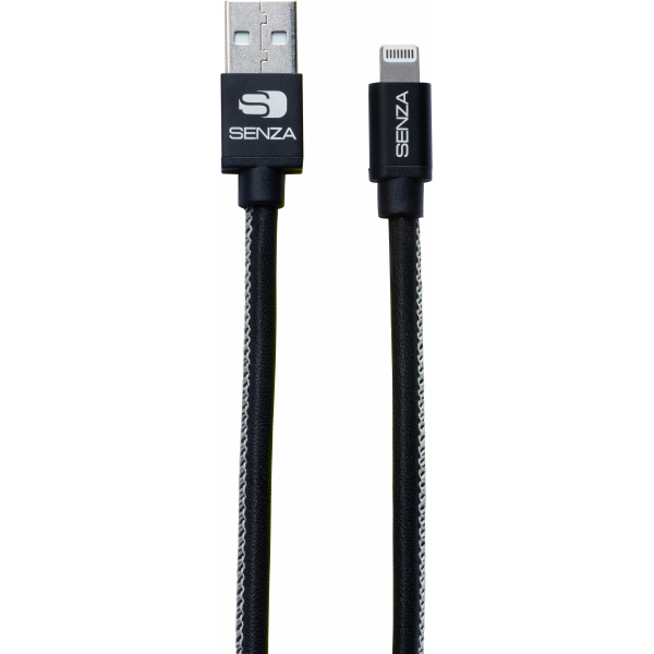 Senza Premium Leather Charge/Sync Cable Lightning 1.5M Black - Afbeelding 2