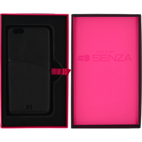 Senza Pure Leather Cover With Card Slot Apple Iphone 6/6S Deep Black - Afbeelding 4
