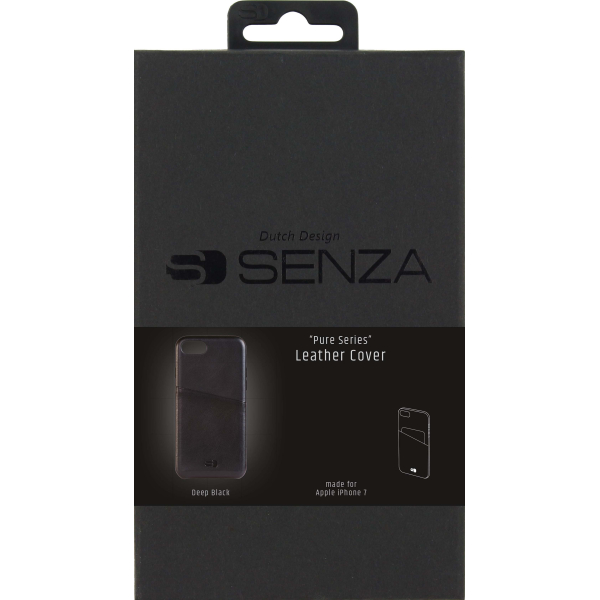 Senza Pure Leather Cover With Card Slot Apple Iphone 7/8/Se (2020/2022) Deep Black - Afbeelding 3