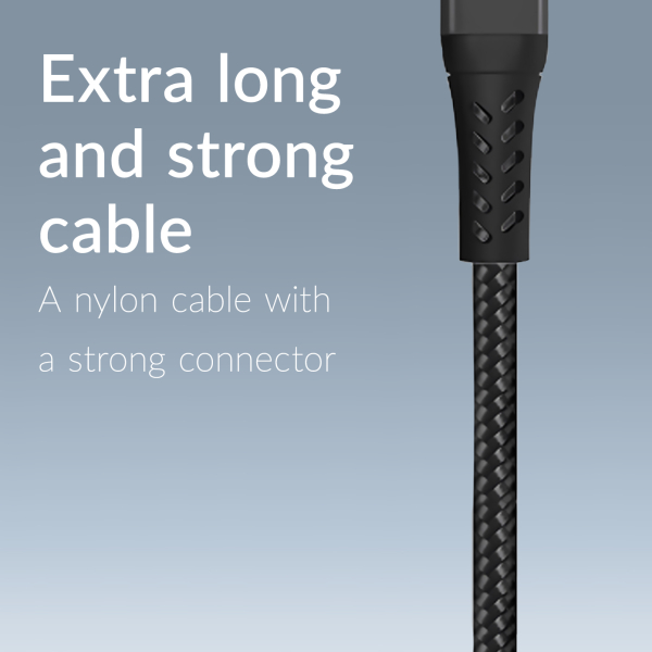 Mobilize Strong Nylon Cable Usb To Micro Usb 2M. 12W Black - Afbeelding 3