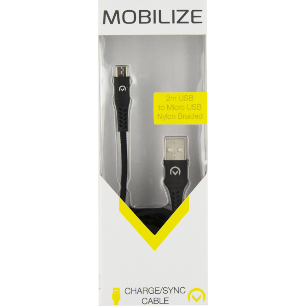 Mobilize Strong Nylon Cable Usb To Micro Usb 2M. 12W Black - Afbeelding 4