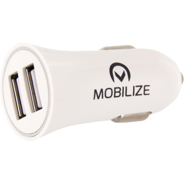 Mobilize Car Charger 2X Usb 24W + Usb To Apple Mfi Lighting Cable 1M. White - Afbeelding 3