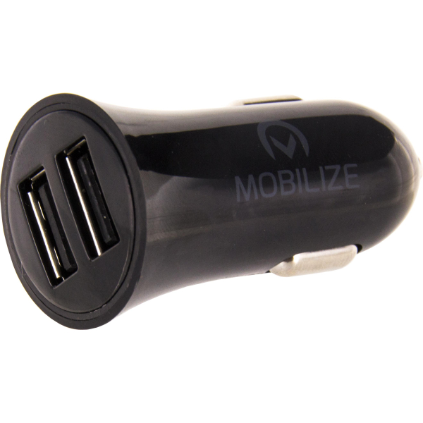 Mobilize Car Charger Dual Usb 2.4A 12W + 1M Usb-C Cable Black - Afbeelding 2