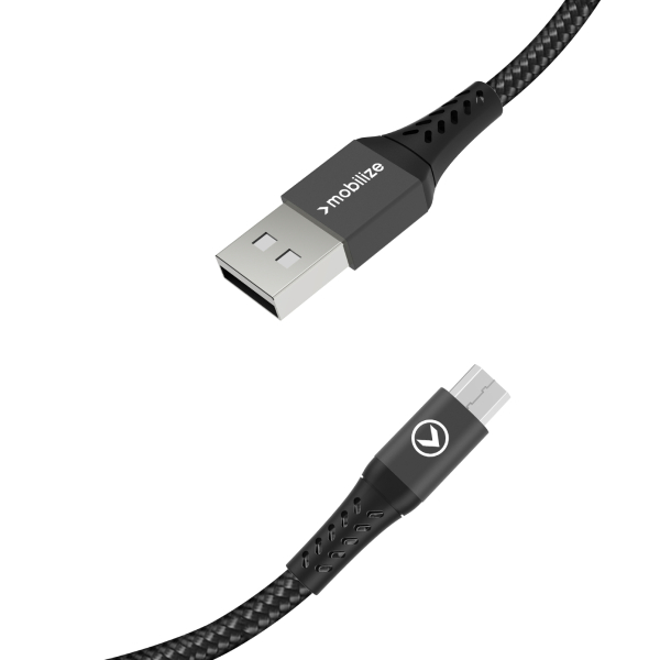 Mobilize Strong Nylon Cable Usb To Micro Usb 1M. 12W Black - Afbeelding 3