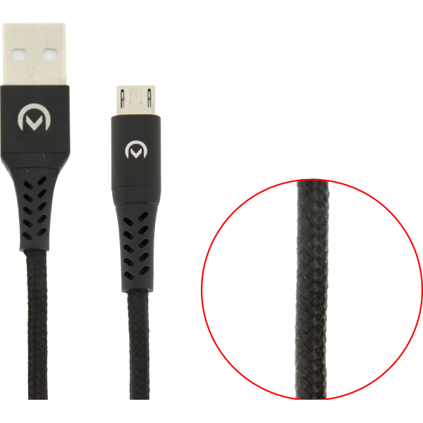 Mobilize Strong Nylon Cable Usb To Micro Usb 1M. 12W Black - Afbeelding 5