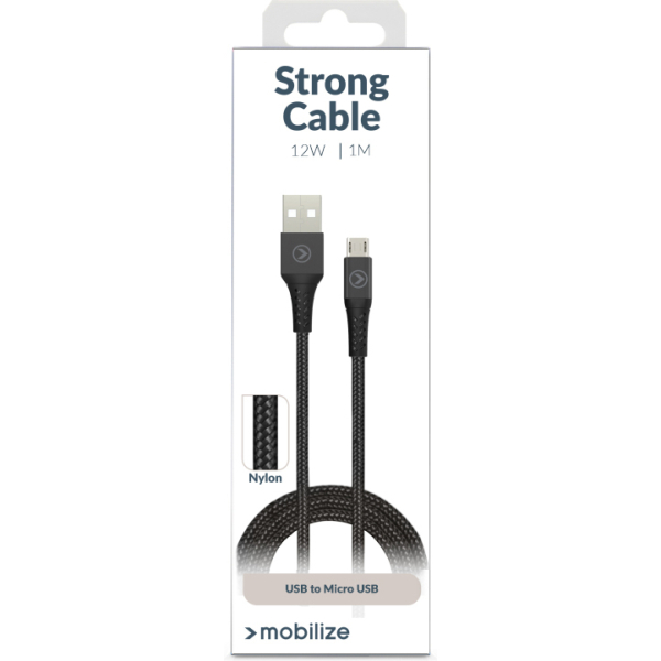 Mobilize Strong Nylon Cable Usb To Micro Usb 1M. 12W Black - Afbeelding 9