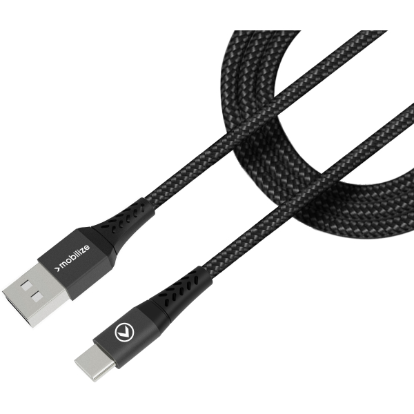 Mobilize Strong Nylon Cable Usb To Usb-C 1M. 15W Black - Afbeelding 2