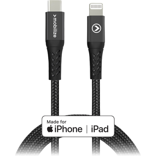 Mobilize Strong Nylon Cable Usb-C To Mfi Lightning 2M. 60W Black - Afbeelding 7