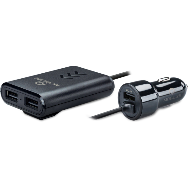 Mobilize Car Charger 3X Usb Front And Back Seat 42W Black
