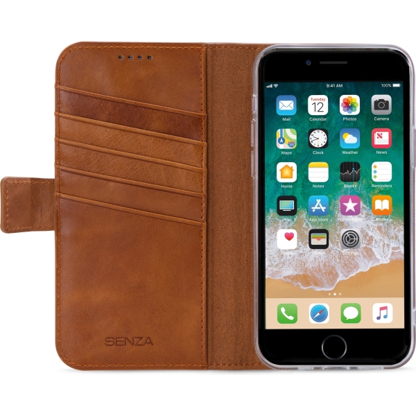 Senza Desire Leather Wallet Apple Iphone 7/8/Se (2020/2022) Burned Cognac - Afbeelding 2