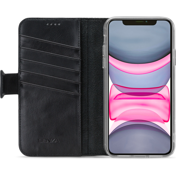 Senza Pure Leather Wallet Apple Iphone 11 Deep Black - Afbeelding 2