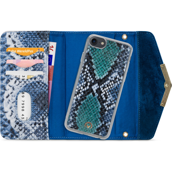 Mobilize 2In1 Gelly Velvet Clutch For Apple Iphone 6/6S/7/8/Se (2020/2022) Royal Blue Snake - Afbeelding 4