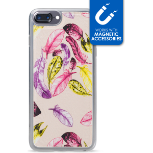 My Style Magneta Case For Apple Iphone 6 Plus/6S Plus/7 Plus/8 Plus Beige Feathers