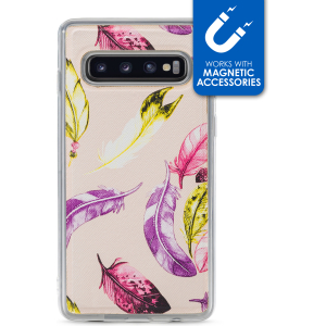 My Style Magneta Case For Samsung Galaxy S10 Beige Feathers