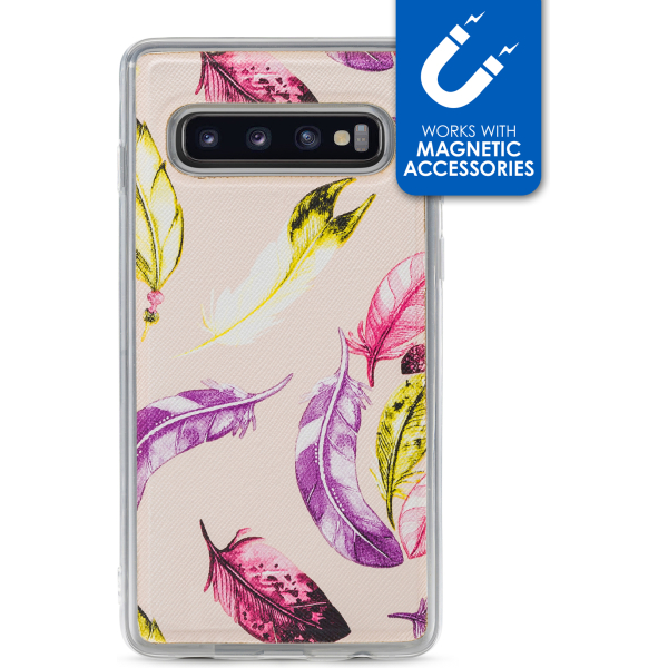 My Style Magneta Case For Samsung Galaxy S10 Beige Feathers
