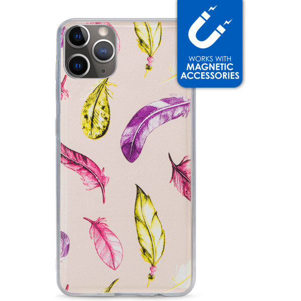 My Style Magneta Case For Apple Iphone 11 Pro Beige Feathers