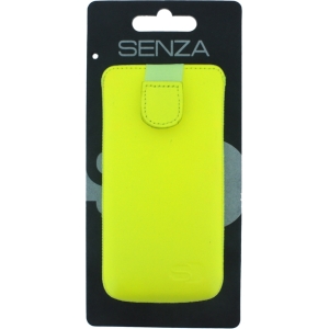 Senza Leather Slide Case Neon Yellow Size M-Large