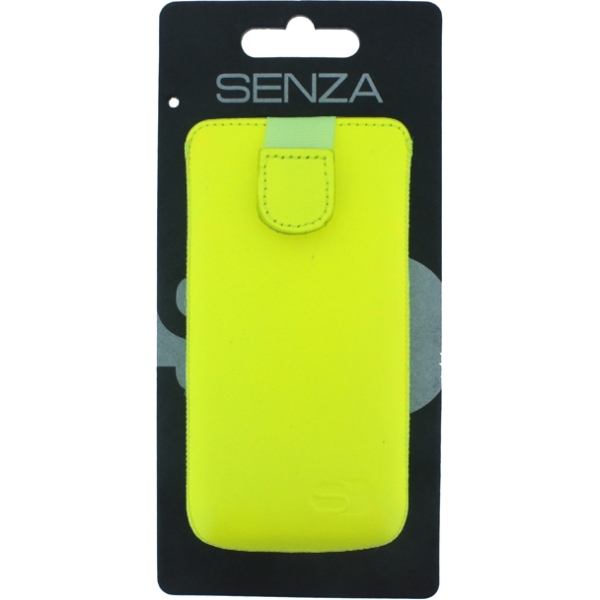 Senza Leather Slide Case Neon Yellow Size M-Large