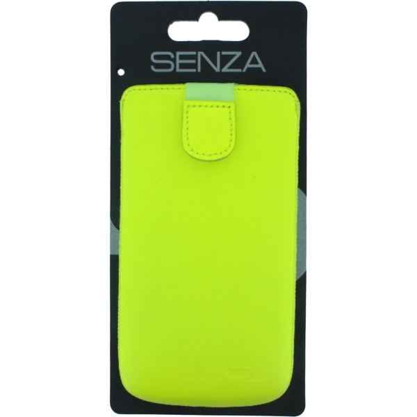 Senza Leather Slide Case Neon Yellow Size Xxl