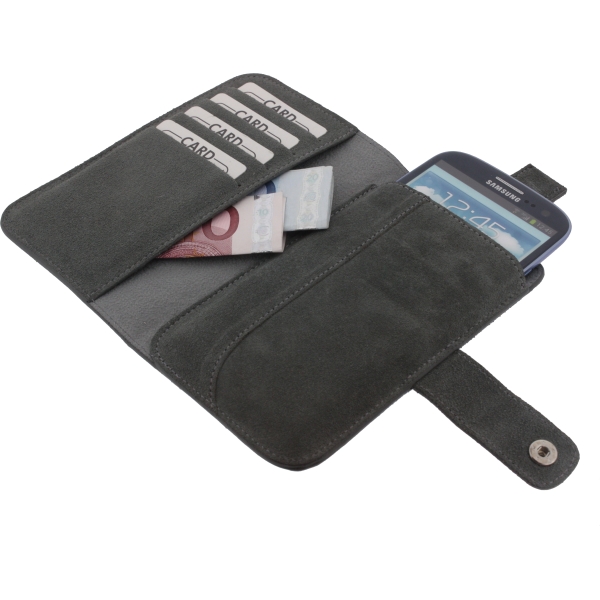 Senza Suede Wallet Slide Case Warm Grey Size Xxl - Afbeelding 4