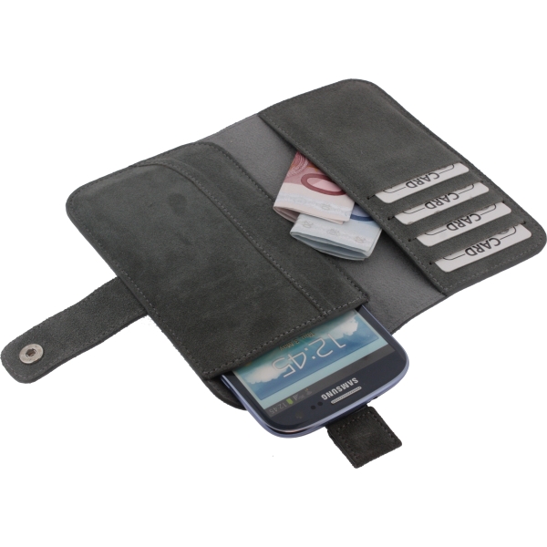 Senza Suede Wallet Slide Case Warm Grey Size Xxl - Afbeelding 5