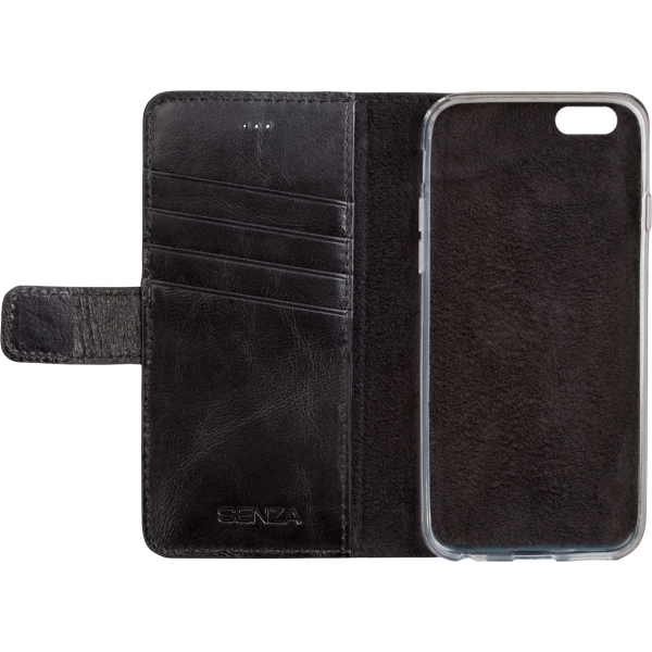 Senza Pure Leather Wallet Apple Iphone 6/6S Deep Black - Afbeelding 2