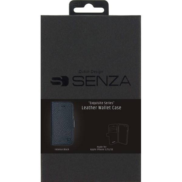 Senza Exquisite Leather Wallet Apple Iphone 5/5S/Se Intense Black - Afbeelding 3