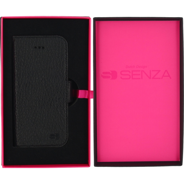 Senza Exquisite Leather Wallet Apple Iphone 5/5S/Se Intense Black - Afbeelding 4