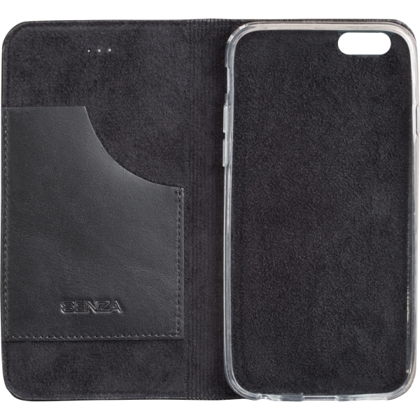 Senza Authentic Leather Booklet Apple Iphone 6/6S Pure Black - Afbeelding 3