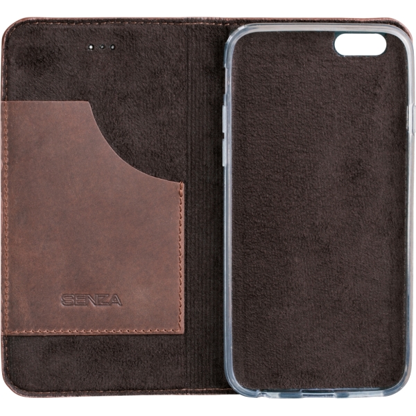 Senza Raw Leather Booklet Apple Iphone 6/6S Chestnut Brown - Afbeelding 3
