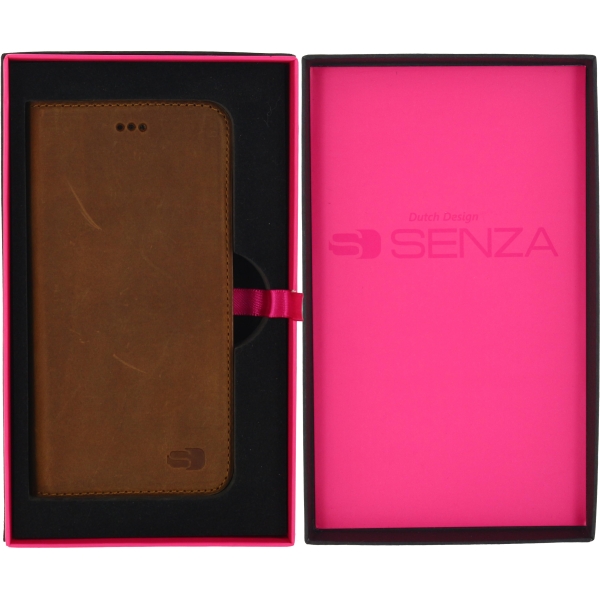 Senza Raw Leather Booklet Apple Iphone 6/6S Chestnut Brown - Afbeelding 5