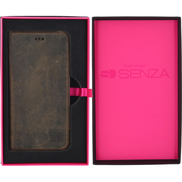 Senza Raw Leather Booklet Apple Iphone 6/6S Walnut Brown - Afbeelding 5