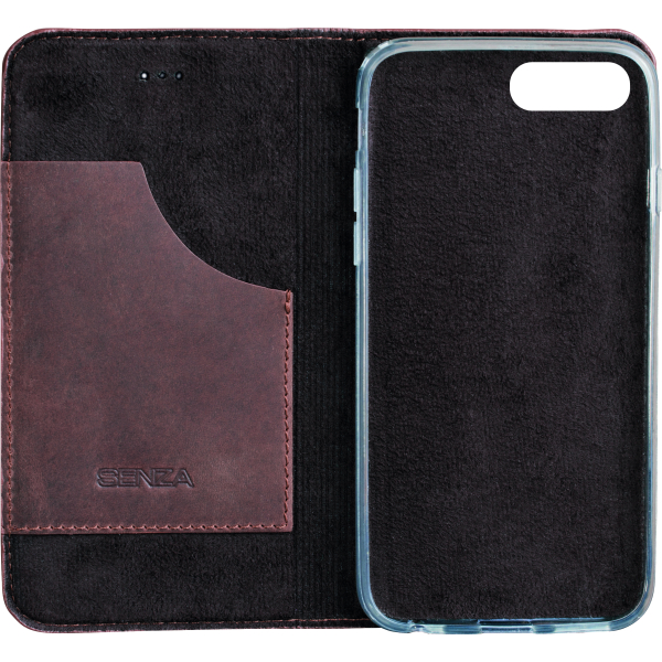 Senza Raw Leather Booklet Apple Iphone 7 Plus/8 Plus Chestnut Brown - Afbeelding 2