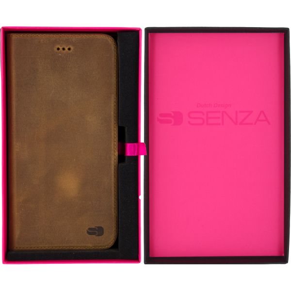 Senza Raw Leather Booklet Apple Iphone 7 Plus/8 Plus Chestnut Brown - Afbeelding 3