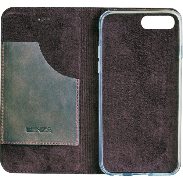 Senza Raw Leather Booklet Apple Iphone 7 Plus/8 Plus Walnut Brown - Afbeelding 3