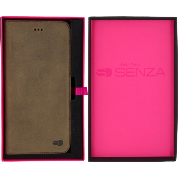 Senza Raw Leather Booklet Apple Iphone 7 Plus/8 Plus Walnut Brown - Afbeelding 4