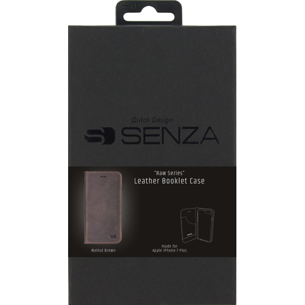 Senza Raw Leather Booklet Apple Iphone 7 Plus/8 Plus Walnut Brown - Afbeelding 5