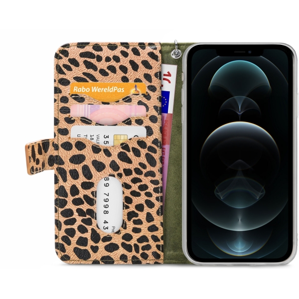 Mobilize 2In1 Magnet Zipper Case Apple Iphone 12 Pro Max Olive/Leopard - Afbeelding 3