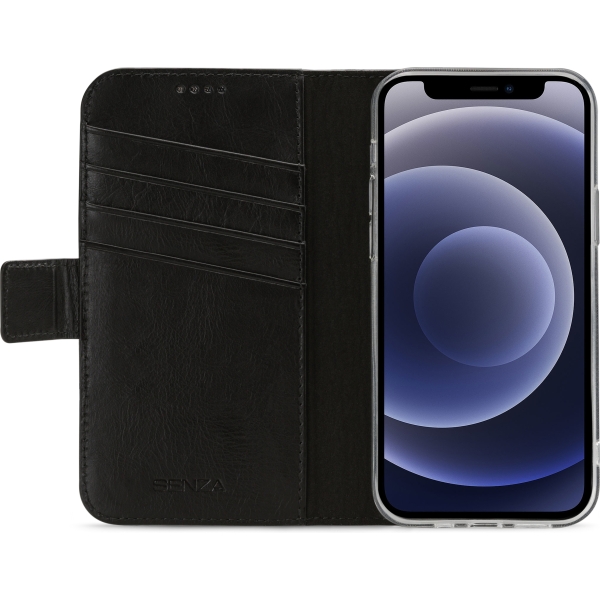 Senza Pure Leather Wallet Apple Iphone 12 Mini Deep Black - Afbeelding 2
