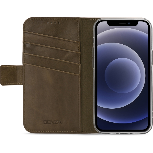 Senza Desire Leather Wallet Apple Iphone 12 Mini Burned Olive - Afbeelding 2