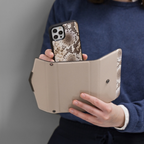 Mobilize 2In1 Elegant Magnet Clutch Apple Iphone 12 Mini Beige Snake - Afbeelding 9