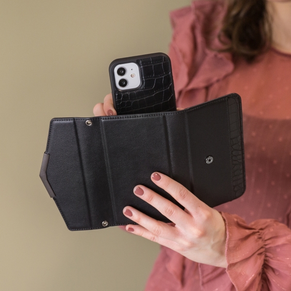 Mobilize 2In1 Elegant Magnet Clutch Apple Iphone 12 Pro Max Black Croco - Afbeelding 13