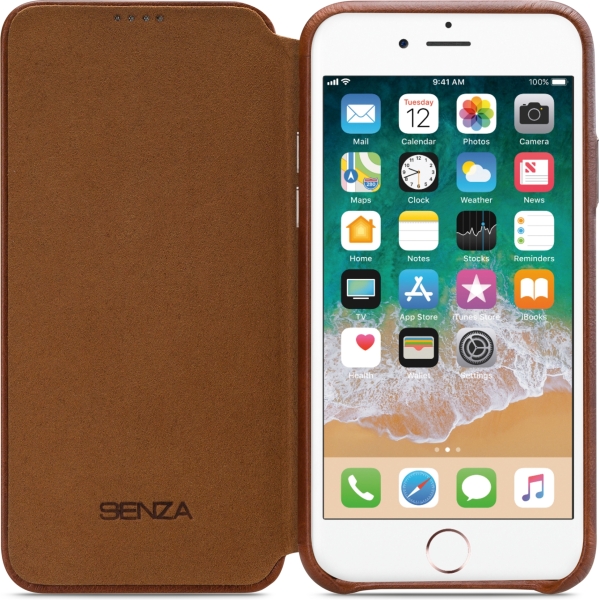 Senza Desire Skinny Leather Booklet Apple Iphone 6/6S Burned Cognac - Afbeelding 3