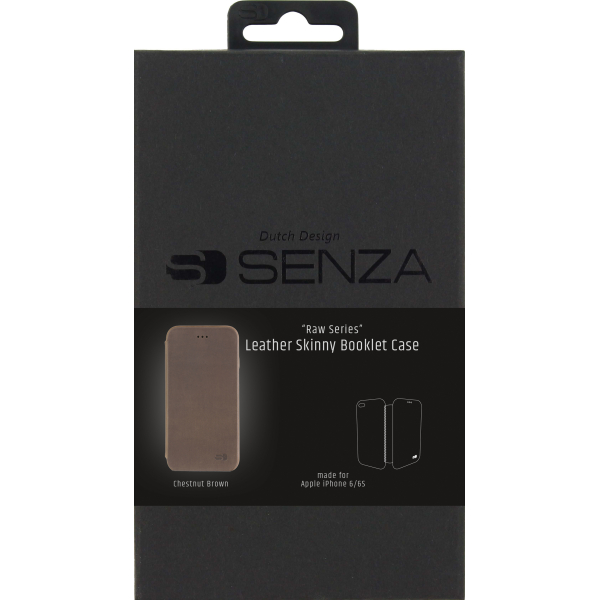 Senza Raw Skinny Leather Booklet Apple Iphone 6/6S Chestnut Brown - Afbeelding 4