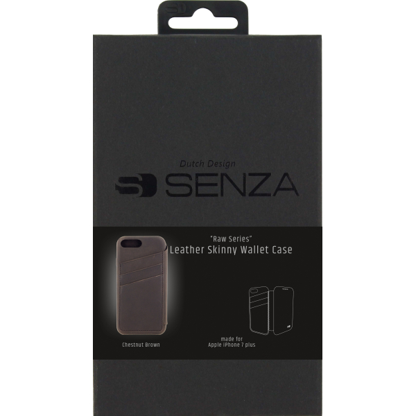 Senza Raw Skinny Leather Wallet Apple Iphone 7 Plus/8 Plus Chestnut Brown - Afbeelding 4