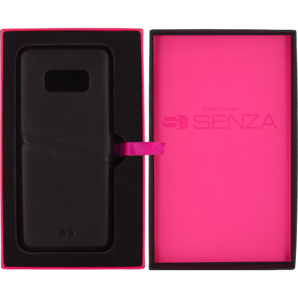 Senza Pure Leather Cover With Card Slot Samsung Galaxy S8 Deep Black - Afbeelding 4
